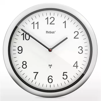 MEBUS 19809 Orologio da parete radiocontrollato bianco/argento