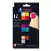 STAEDTLER FIMO 8043 C set pasta modellabile - 12 colori - nero, blu, champagne, verde, grigio, magenta, arancione, rosso, terracotta, viola, bianco, giallo - 12 blocchi da 25 g - argilla polimerica a cottura in forno - morbida - 110°C - 30 min.