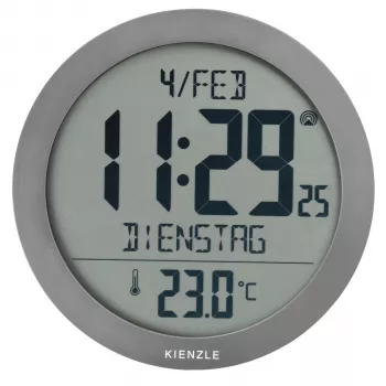 KIENZLE Orologio da parete radiocontrollato DCF con indicatore di temperatura ambiente, antracite