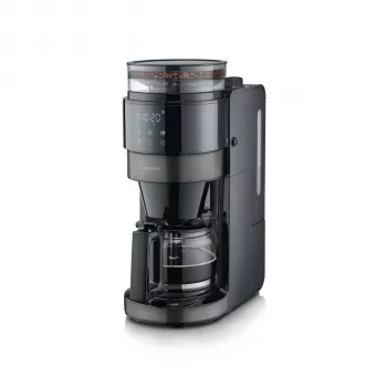 SEVERIN KA 4830 Caffettiera a filtro con macinacaffè e caraffa in vetro, 10 tazze, 1000 W, nero/acciaio inox