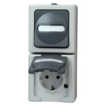 HEINRICH KOPP combinazione interruttore e presa verticale da parete per ambienti umidi IP44 grigio (130856009)