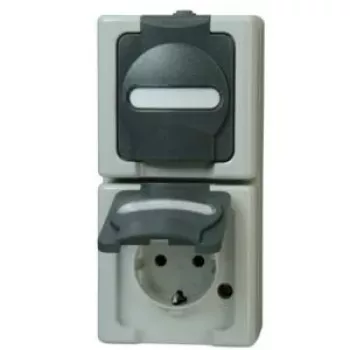 Heinrich Kopp 131456008 presa Schuko 2 posti verticale, da parete, nero/grigio, 250V, 16A