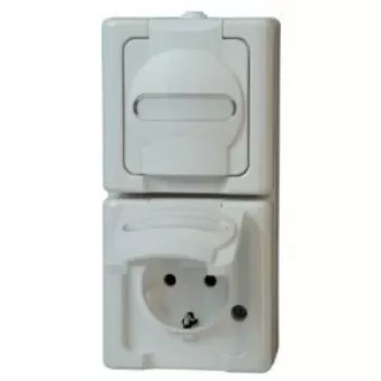 HEINRICH KOPP BLUE ELECTRIC presa doppia da parete IP44 bianco artico 2 posti verticale (131402009)