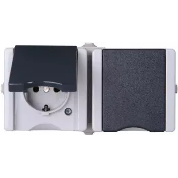 HEINRICH KOPP proAQA presa da parete per ambienti umidi 2 posti orizzontale grigio IP44 16A 250V (950656001)