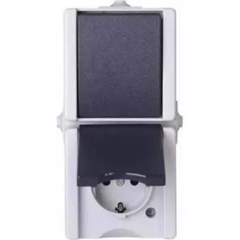 Heinrich Kopp combinazione verticale interruttore/presa Schuko da parete per ambienti umidi proAQA grigio