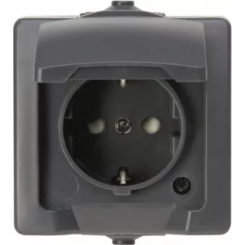 HEINRICH KOPP NAUTIC presa Schuko 1 posto con coperchio a ribalta, IP44, da parete, grigio