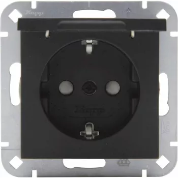 Heinrich Kopp presa SCHUKO con coperchio a ribalta, nero opaco, funzione di ricarica USB, IP44