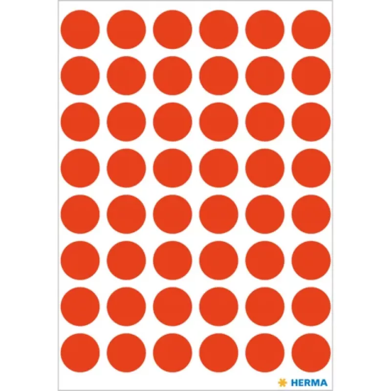 HERMA etichette rotonde 13 mm rosso neon (240 etichette) - applicazione manuale