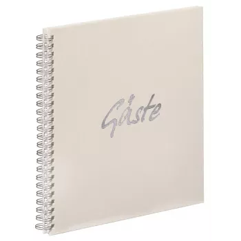 PAGNA Libro degli ospiti con rilegatura a spirale, quadrato, bianco, copertina rigida, 40 pagine