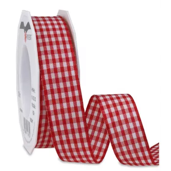 C.E. Pattberg nastro regalo Vichy a quadri opaco rosso/bianco 25 mm x 20 m