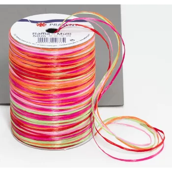 C.E. PATTBERG Raffia nastro regalo opaco rosa/rosso/arancione/verde 3,0 mm x 50,0 m