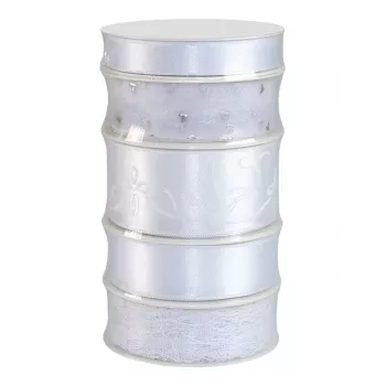 C.E. Pattberg Wedding Gift Ribbon Set Satin bianco 15/25/40 mm x 5 rotoli x 3 m