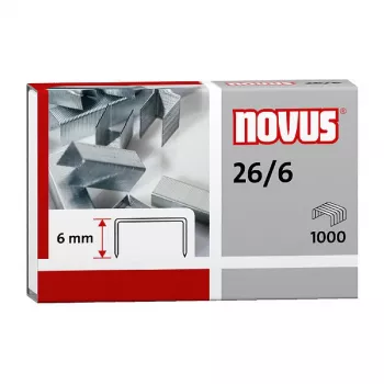 Novus Dahle Novus 26/6 confezione punti - 6 mm - 1000 punti - acciaio zincato - argento