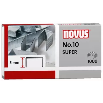 Novus Dahle No.10 SUPER punti - lunghezza gamba 5 mm - acciaio inox - 1000 punti - capacità 20 fogli