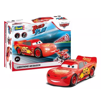Revell Build & Play Disney Pixar Cars Lightning McQueen veicolo con luce e suono, scala 1:20, kit modello da assemblare