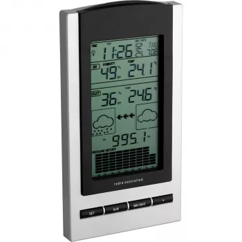 TFA Gaia Stazione meteo radiocontrollata con LCD a colori, 433 MHz, radiocontrollata DCF-77, nero