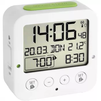 TFA Bingo Bianco Sveglia radiocontrollata digitale con temperatura