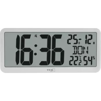 TFA 60.4525.02 Orologio radiocontrollato digitale bianco con indicazione clima ambiente