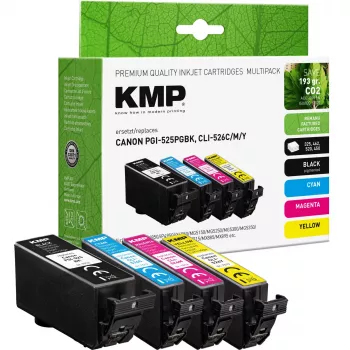 KMP set di cartucce d'inchiostro compatibili confezione da 4 nero ciano magenta giallo per Canon PGI-525/CLI-526