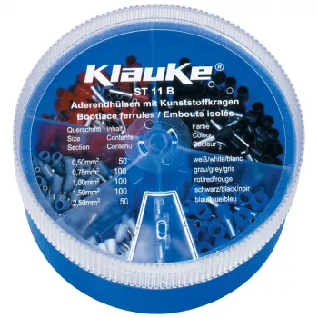 KLAUKE ST 11 B assortimento puntalini isolati - 625 pezzi, 0,5-10 mm², scatola grigio/nera