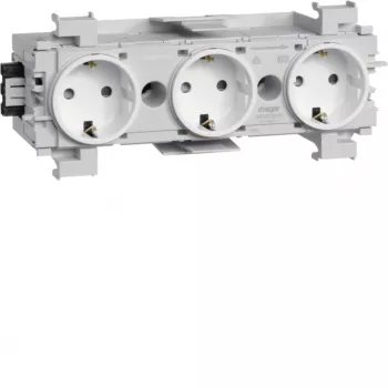 HAGER GS30019016 presa tripla, bianco polare, morsetti a innesto