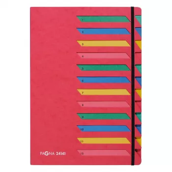 Pagna 24141-01 Organizer cartelle A4, 12 scomparti, rosso
