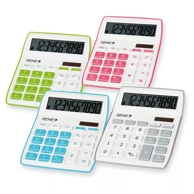 Genie 840 G Calcolatrice da tavolo - 10 cifre - display inclinabile - solare e batteria - verde/bianco
