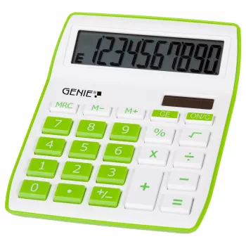 Genie 840 G Calcolatrice da tavolo - 10 cifre - display inclinabile - solare e batteria - verde/bianco