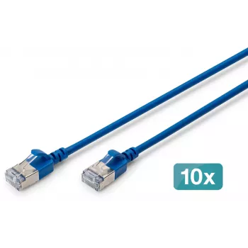 DIGITUS Patch cord slim CAT 6A F-FTP, rame, LSZH, 0,5 m, grigio