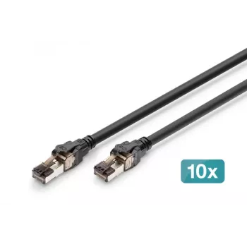 DIGITUS Patch cord CAT 8.1 S/FTP, Cu, LSZH, 0,5 m, nero, 10 pz.