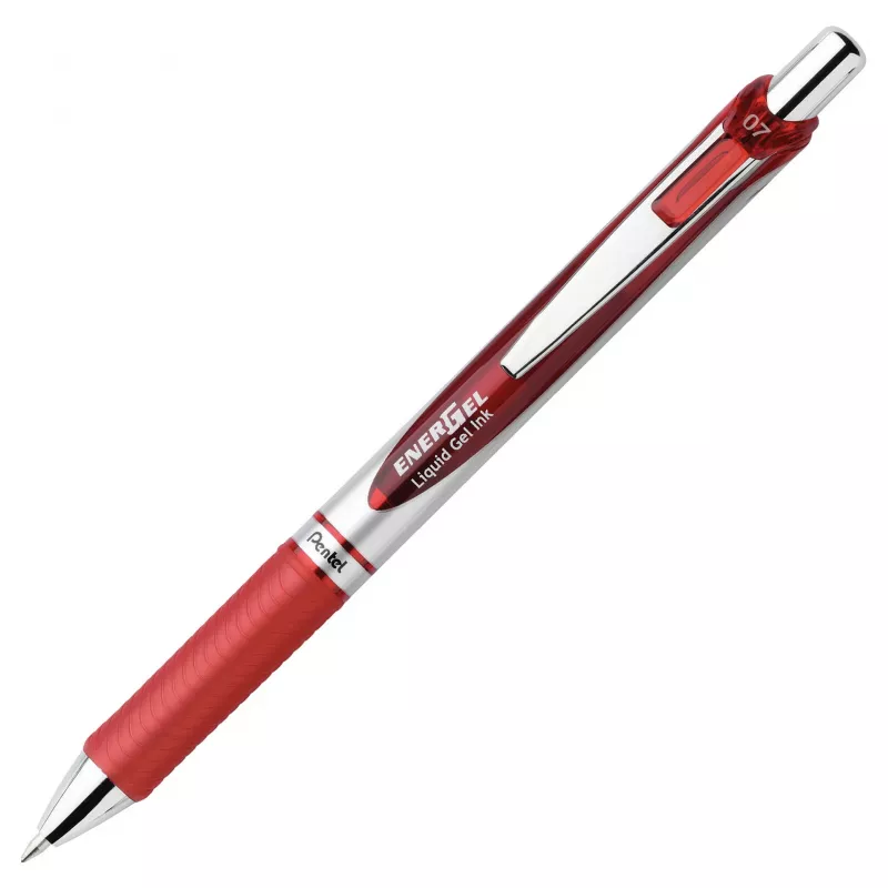 Pentel EnerGel penna gel retrattile - nero - blu - verde - rosso - multicolore - argento - plastica - gomma - largo - rotondo