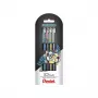 Pentel Dual Metallic set penne gel - 4 penne (nero, blu, oro, argento) - 0,5 mm - blister