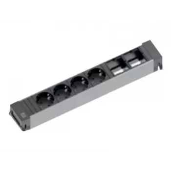 Bachmann Power Frame ALU unità di alimentazione da scrivania 6 slot 4x prese tipo E 2x RJ45 Cat.6 cavo 2m