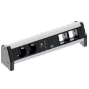 Bachmann DESK 1 pannello di connessione da tavolo, alluminio, nero, 2 prese AC, 230 V, 16 A, funzione di ricarica USB