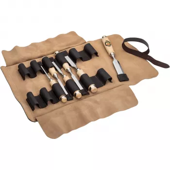 KIRSCHEN set di scalpelli in custodia arrotolabile in pelle, 6 pezzi