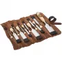 KIRSCHEN Two Cherries set di scalpelli a lama inclinata 12 pezzi in custodia arrotolabile in pelle