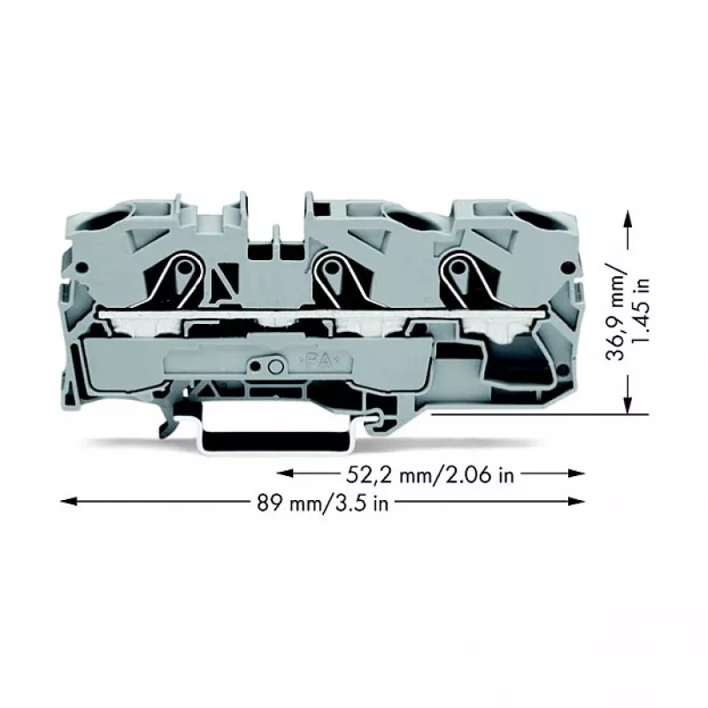 WAGO 2010-1301 morsetto passante, 10 mm², 800 V, grigio, montaggio su guida DIN