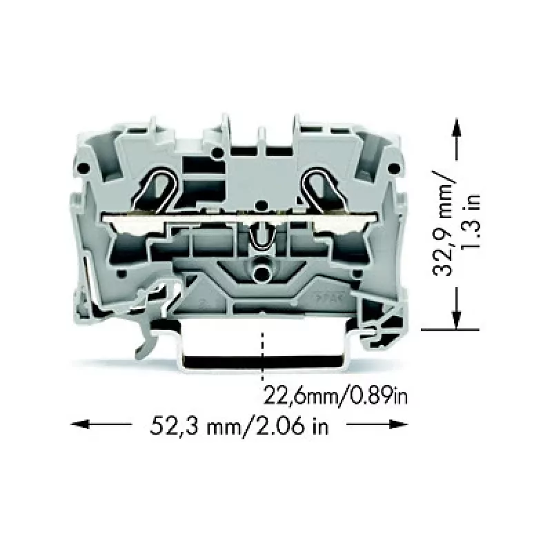 WAGO 2004-1201 morsetto passante, 2 conduttori, 800 V, 32 A, grigio, larghezza 6,2 mm, CAGE CLAMP