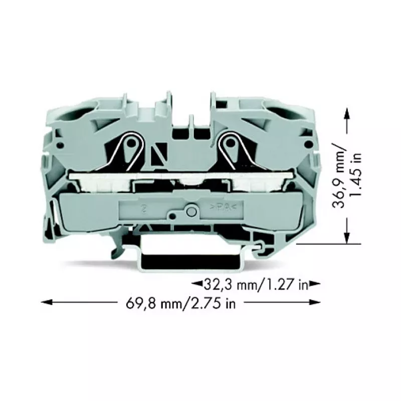 WAGO 2016-1201 morsetto passante, 16 mm², 800 V, grigio, Push-in CAGE CLAMP