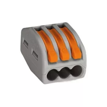 WAGO 222-413 connettore a leva a 3 conduttori, 32 A, 400 V, grigio/arancione