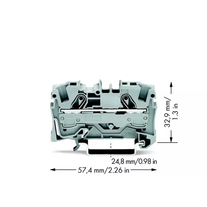 WAGO 2006-1201 morsetto passante, 2 conduttori, 6 mm², 800 V, grigio, guida DIN 35