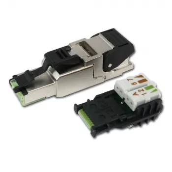 Telegärtner connettore RJ45 MFP8 Cat.6a (Deep), T568A con cappuccio antipolvere premontato, robusto case in zinco pressofuso - 1 pezzo (J00026A2004)