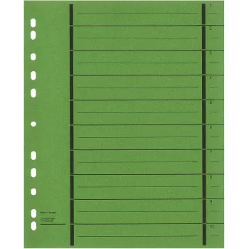 WEKRE 50 separatori verde A4 4 fori 160 g/m² cartoncino