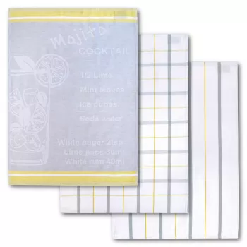 Dyckhoff Mojito set canovacci Cocktail, a quadri, 3 pezzi, 50x70 cm