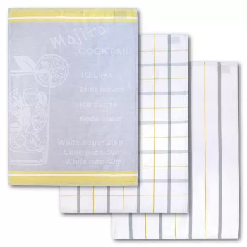 Dyckhoff Mojito set canovacci Cocktail, a quadri, 3 pezzi, 50x70 cm