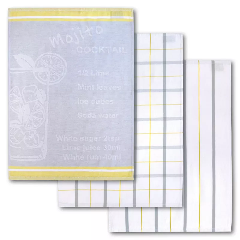 Dyckhoff Mojito Cocktail Checkered set di strofinacci da cucina 3 pezzi 50x70 cm
