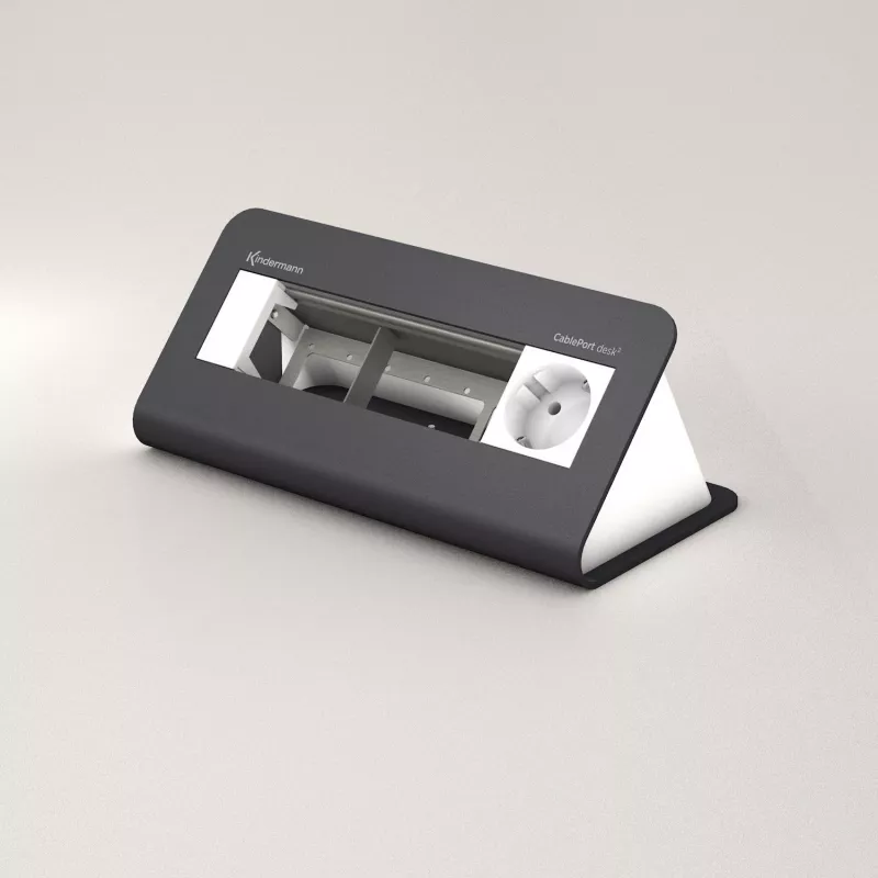 Kindermann CablePort desk 80 modulo di alimentazione per scrivania a 4 posti, nero