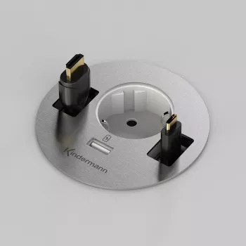 Kindermann CablePort table³ box di connessione da tavolo per montaggio a incasso, argento