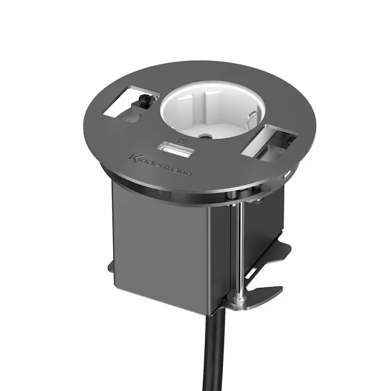 Kindermann CablePort table³ box di connessione da tavolo per montaggio a incasso, argento