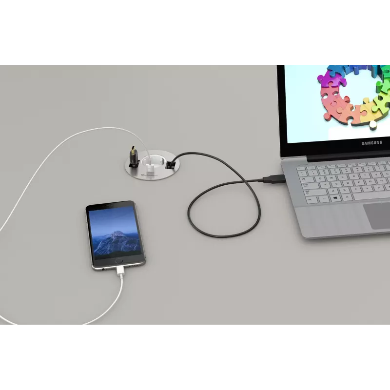 Kindermann CablePort table³ box di connessione da tavolo per montaggio a incasso, argento